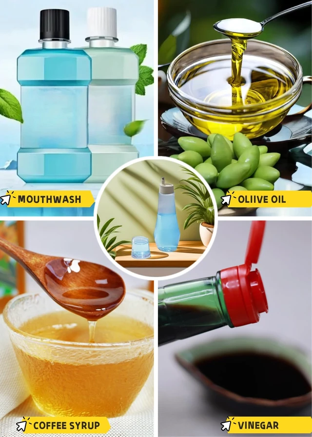 Alt view image 6 of 7 - Abriclo Glass Mouthwash Dispenser for Bathroom, Refillable Cystal Mouth Wash Bottle with Lid Cup 260ML Lead-Free Thickened Glass Dispenser Leak-Proof Design with 2 Matte Labels Multi-Purpose- 8.8oz