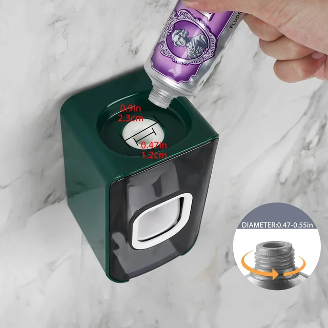 Alt view image 3 of 6 - 2 Slot Toothbrush Holder and Toothpaste Dispenser Wall Mounted, Automatic Toothpaste Squeezer, 2 in 1 Tooth Brush Toothpaste Organizer for Shower (Green)