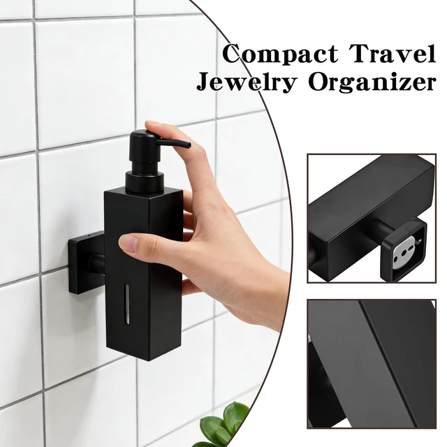Alt view image 3 of 6 - Black Soap Dispenser, Wall-Mounted 304 Stainless Steel Liquid Soap Dispenser for Kitchen and Bathroom