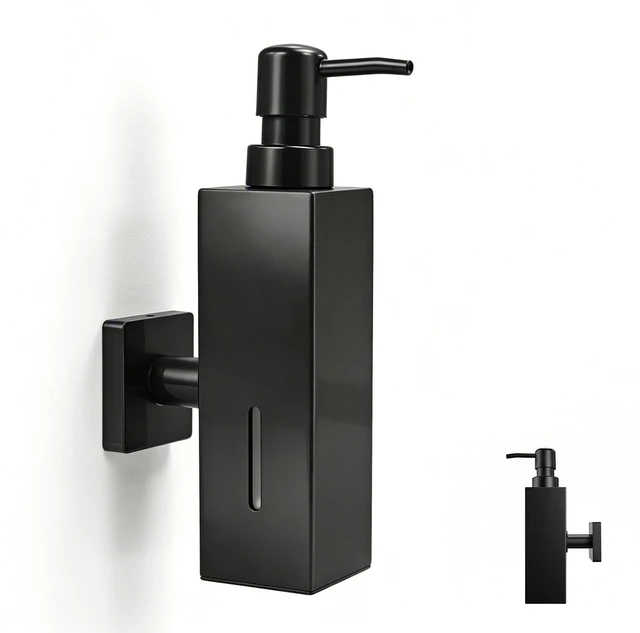 Main image of Black Soap Dispenser, Wall-Mounted 304 Stainless Steel Liquid Soap Dispenser for Kitchen and Bathroom