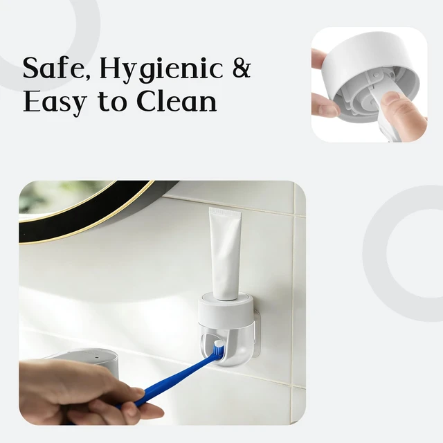 Alt view image 4 of 6 - Toothpaste Dispenser, Automatic Squeezer, Multi-Functional No-Drill Wall-Mounted, White