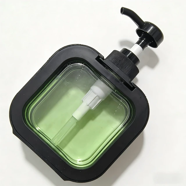 Alt view image 6 of 6 - Mouthwash Dispenser for Bathroom, Wall Mount No Drill Bathroom Organiger, Refillable Plastic Pump Bottle with Reusable Cup, with Cup Holder (Black)