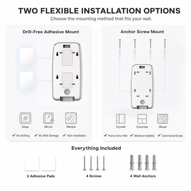 Alt view image 5 of 7 - Commercial Hand Soap Dispenser Wall Mount | Dual-Lock Design, ABS Liquid & Gel Hand Sanitizer Dispenser for Bathroom & Commercial Restaurant, 28oz/800ml