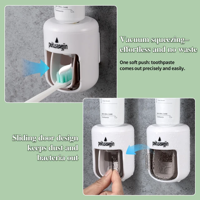 Alt view image 3 of 6 - PeiTuSengJin Toothpaste Dispenser,Mounted for Kids and Adult | Wall-Mounted Automatic Toothpaste,with 2Adhesive Pad and Cleaning Brush (No design)