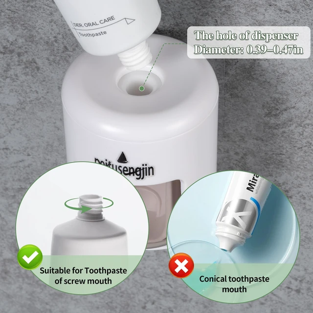 Alt view image 5 of 6 - PeiTuSengJin Toothpaste Dispenser,Mounted for Kids and Adult | Wall-Mounted Automatic Toothpaste,with 2Adhesive Pad and Cleaning Brush (No design)