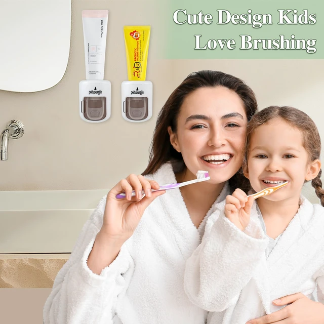 Alt view image 6 of 6 - PeiTuSengJin Toothpaste Dispenser,Mounted for Kids and Adult | Wall-Mounted Automatic Toothpaste,with 2Adhesive Pad and Cleaning Brush (No design)