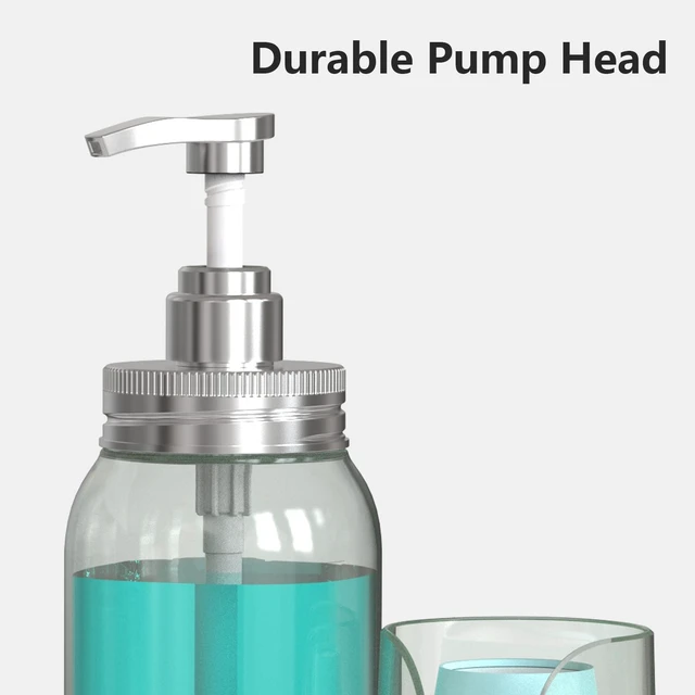 Alt view image 7 of 7 - Mouthwash Dispenser for Bathroom, 25oz Mouthwash Pump Bottle with Cup Holder, Refillable Clear Blue Mouth Wash Container for All Age Groups, Large Capacity Bathroom Mouthwash Holder Set