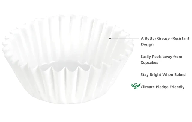 Alt view image 3 of 7 - Heavy Duty White Cupcake Liners Standard Muffin Baking Cups 150pcs | Stay Bright, No Muffin Pan Needed, Non-stick & Easily Peels, Odorless, Grease-Resistant Paper Muffin Liners With Style
