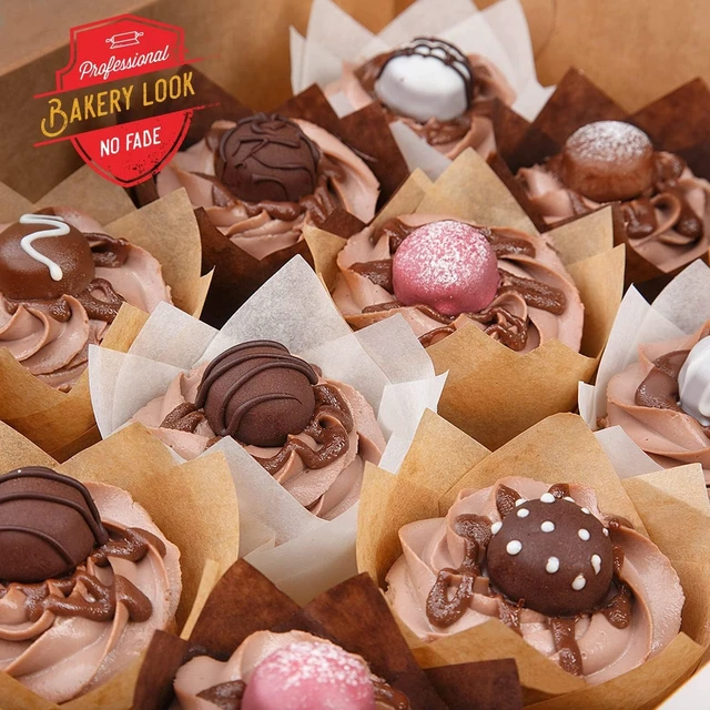 Alt view image 2 of 6 - Tulip Cupcake Liners 200 Pcs, Parchment Paper Muffin Cups for Baking | Greaseproof & sturdy wrappers with easy release; natural wood pulp in beige, white & brown