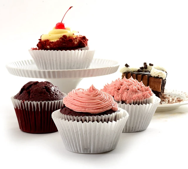 Alt view image 4 of 5 - 100 Jumbo Cupcake Muffin Liners 2 1/4" X 1 7/8" | Large Tall White Fluted Baking Cups Cupcake Liners