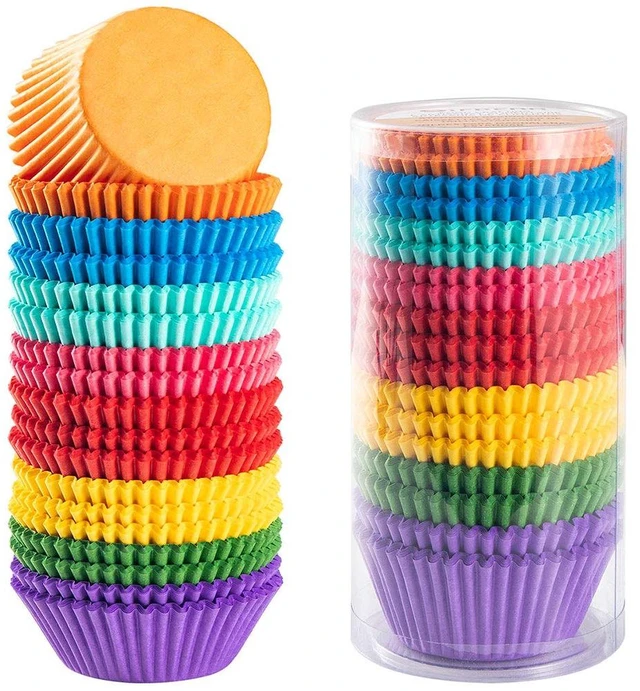 Main image of Bright Rainbow Cupcake Liners Colorful Standard Baking Cups 400pcs | Multicolor Versatility, Greaseproof Muffin Liners Add Solid Colorful Cheer to Cupcakes & Muffins and Oven-Safe for Baking