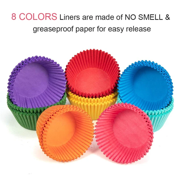 Alt view image 2 of 6 - Bright Rainbow Cupcake Liners Colorful Standard Baking Cups 400pcs | Multicolor Versatility, Greaseproof Muffin Liners Add Solid Colorful Cheer to Cupcakes & Muffins and Oven-Safe for Baking