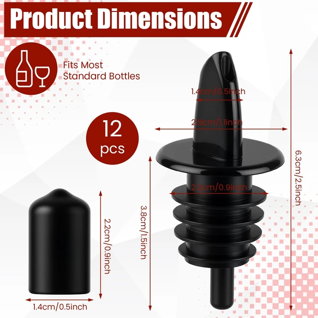 Alt view image 2 of 7 - 12PCS Precise Liquor Pour Spout, Multi-Purpose Bottle Pourer for Alcohol | Precise Control Pourer with Dust Cap, Wine, Olive Oil, Syrup - Wine Aerator Pourer Dispenser For Bar & Kitchen