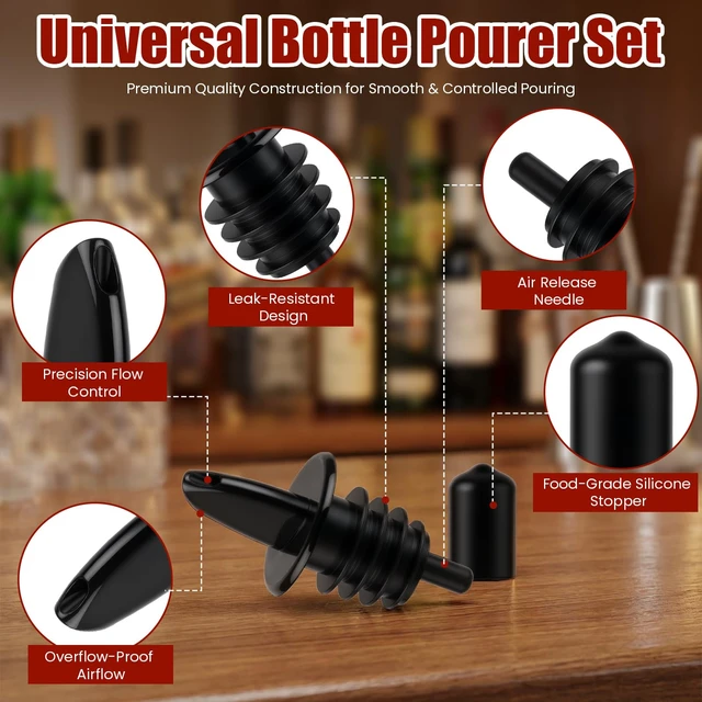 Alt view image 3 of 7 - 12PCS Precise Liquor Pour Spout, Multi-Purpose Bottle Pourer for Alcohol | Precise Control Pourer with Dust Cap, Wine, Olive Oil, Syrup - Wine Aerator Pourer Dispenser For Bar & Kitchen