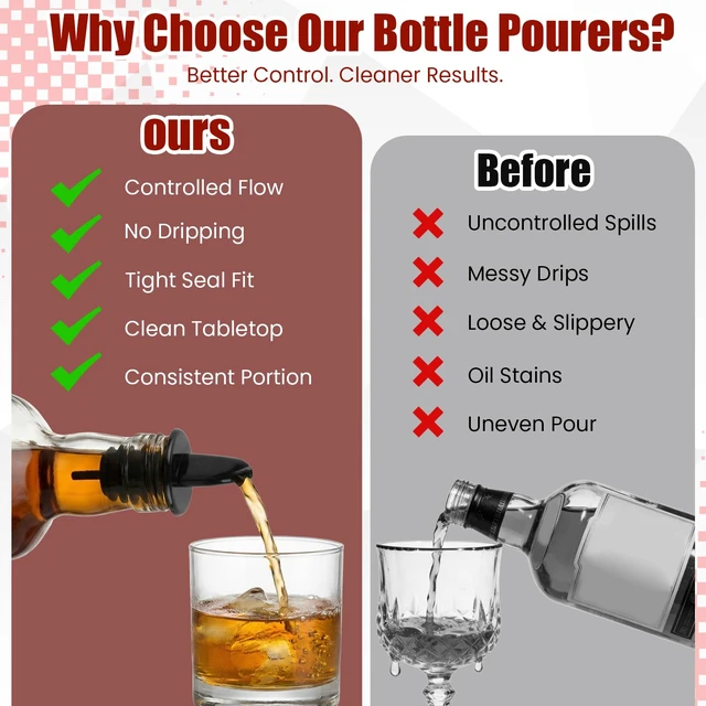 Alt view image 4 of 7 - 12PCS Precise Liquor Pour Spout, Multi-Purpose Bottle Pourer for Alcohol | Precise Control Pourer with Dust Cap, Wine, Olive Oil, Syrup - Wine Aerator Pourer Dispenser For Bar & Kitchen