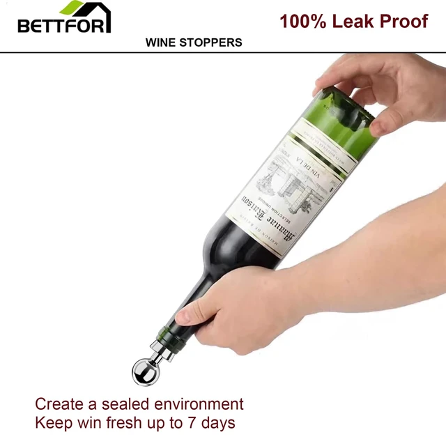 Alt view image 3 of 7 - Wine Stoppers for Wine Bottles 3Pcs Vacuum Wine Bottle Stopper with Silicone Reusable Wine Corks, Leak proof Keep Fresh Suitable for Standard (Silver, 3 Pack)
