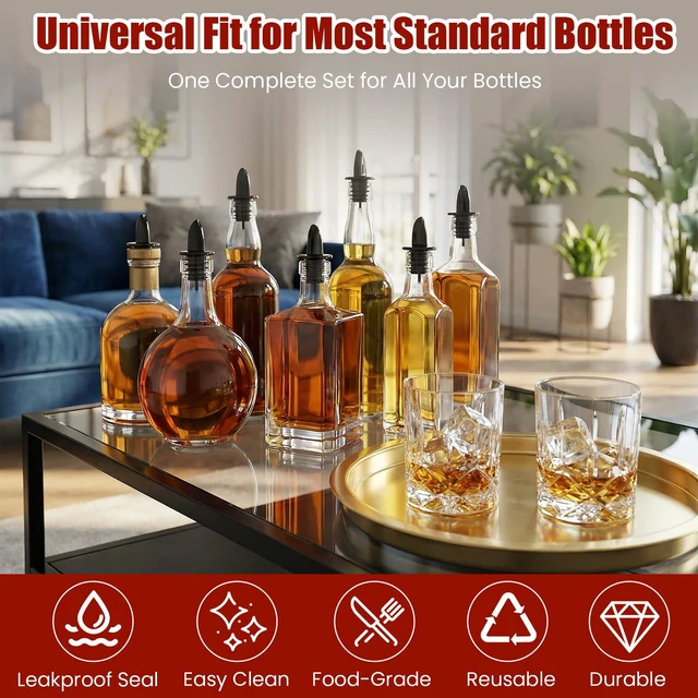 Alt view image 6 of 7 - 12PCS Precise Liquor Pour Spout, Multi-Purpose Bottle Pourer for Alcohol | Precise Control Pourer with Dust Cap, Wine, Olive Oil, Syrup - Wine Aerator Pourer Dispenser For Bar & Kitchen