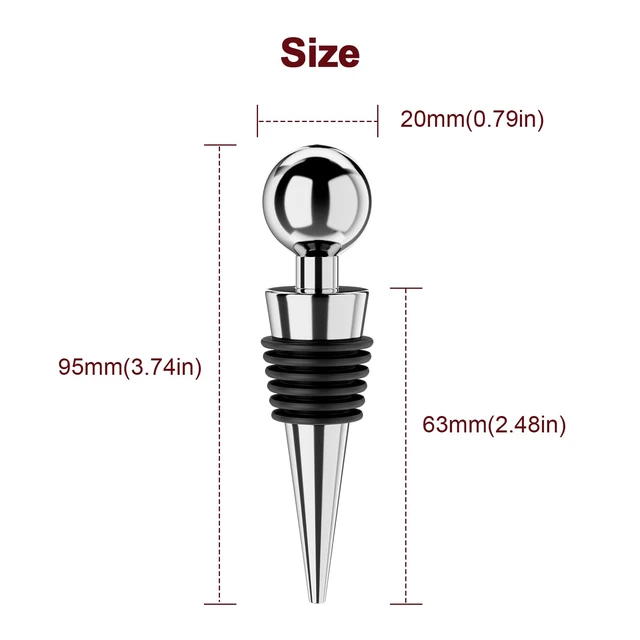 Alt view image 5 of 7 - Wine Stoppers for Wine Bottles 3Pcs Vacuum Wine Bottle Stopper with Silicone Reusable Wine Corks, Leak proof Keep Fresh Suitable for Standard (Silver, 3 Pack)