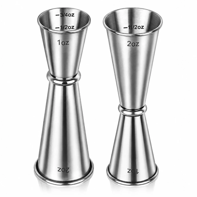 Main image of 2 Pack Jigger for Bartending, 2 OZ 1 OZ Double Shot Measure Cocktail Cup | Silver Stainless Steel Bar Measuring Jiggers, Bartending Supplies with Measurements Inside