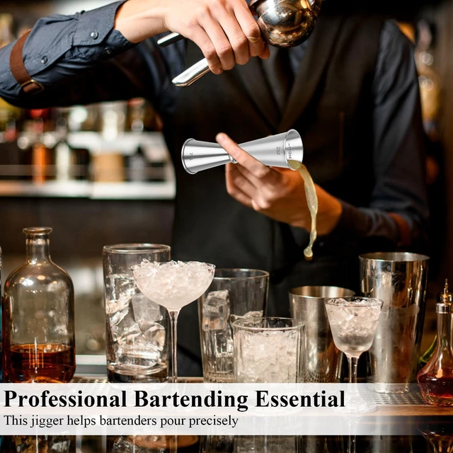 Alt view image 4 of 7 - 2 Pack Jigger for Bartending, 2 OZ 1 OZ Double Shot Measure Cocktail Cup | Silver Stainless Steel Bar Measuring Jiggers, Bartending Supplies with Measurements Inside