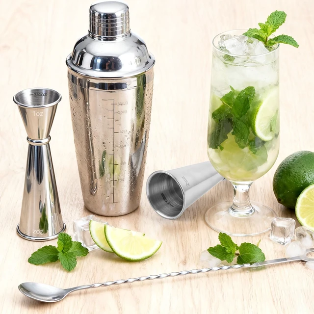 Alt view image 5 of 7 - 2 Pack Jigger for Bartending, 2 OZ 1 OZ Double Shot Measure Cocktail Cup | Silver Stainless Steel Bar Measuring Jiggers, Bartending Supplies with Measurements Inside
