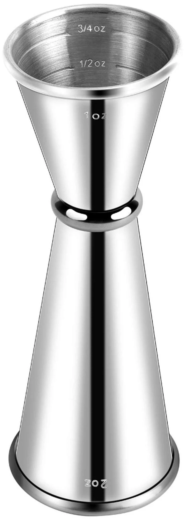 Main image of Double Cocktail Jigger for Bartending, 2 OZ & 1 OZ, Rolled Edge | Premium 304 18/8 Stainless Steel, Internal Measurements, Japanese Jigger, Ideal for Bartending