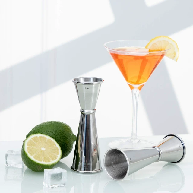 Alt view image 5 of 7 - Double Cocktail Jigger for Bartending, 2 OZ & 1 OZ, Rolled Edge | Premium 304 18/8 Stainless Steel, Internal Measurements, Japanese Jigger, Ideal for Bartending