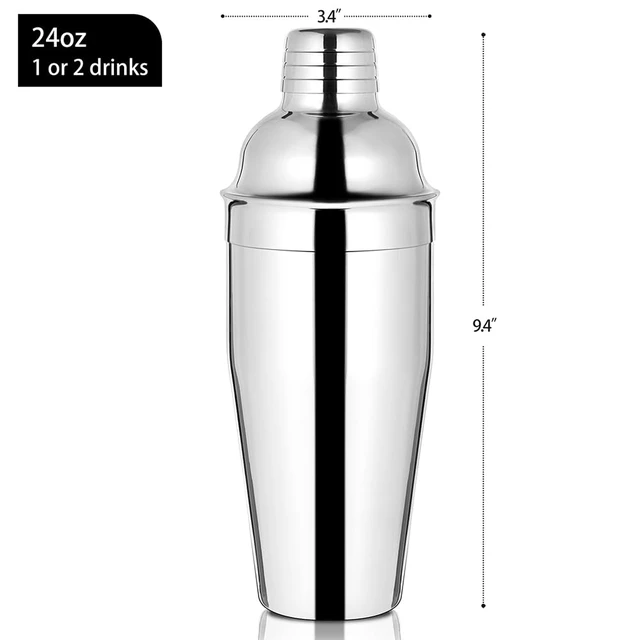 Alt view image 3 of 7 - Bar Cocktail Shaker, 24 oz Martini Shaker Drink Mixer with Built-In Strainer for Bartending Stainless Steel Bartender Shakers for Mixed Drinks Margarita Alcohol Liquor Barware Tools