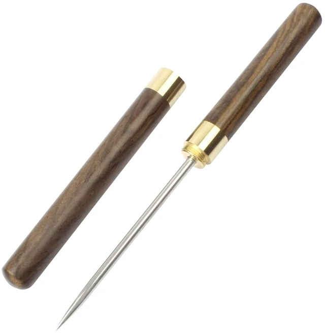 Main image of Stainless Steel Ice Pick, 9 inch Pick Tool with Safety Cover, Non-slip Wooden Handle Pick for Bars, Kitchen, Bartender Breaking Ice (M, Wood Color)