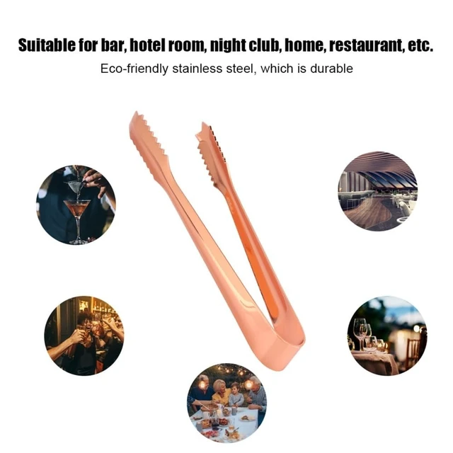Alt view image 3 of 7 - Limen Ice Tongs with Serrated Tip,Stainless Steel Food Tongs Clip for Ice Bucket,Home Party,Bar,Kitchen,Restaurant Use,6.89x0.71 in(Rose Gold)