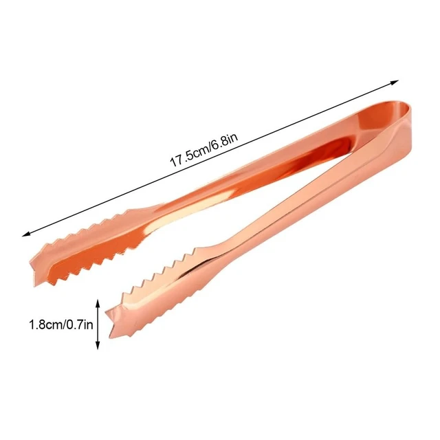 Alt view image 5 of 7 - Limen Ice Tongs with Serrated Tip,Stainless Steel Food Tongs Clip for Ice Bucket,Home Party,Bar,Kitchen,Restaurant Use,6.89x0.71 in(Rose Gold)