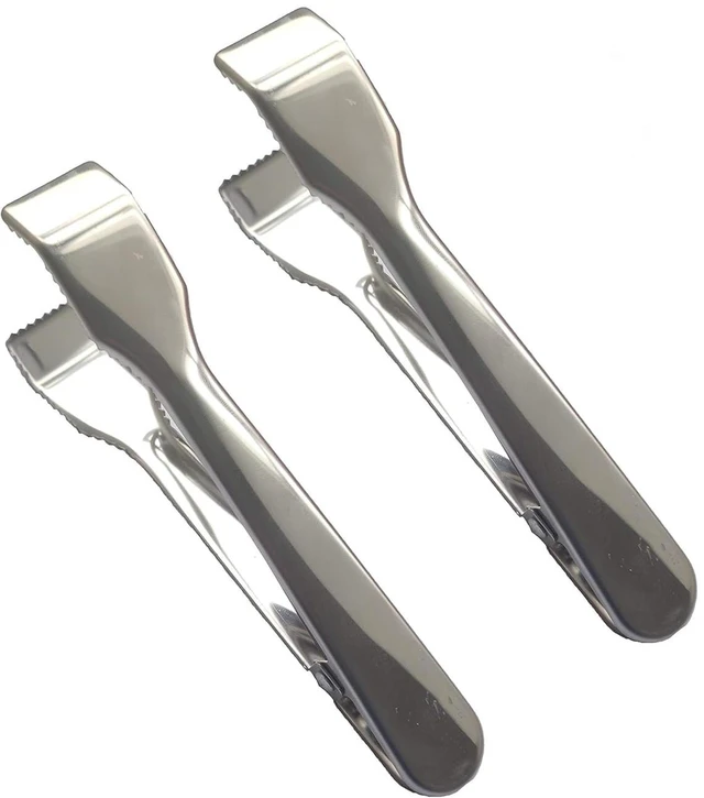 Main image of 2 Pack Ice Tongs 7 Inch Stainless Steel Small Tongs with Sharp Serrated Teeth Non Slip Grip Ice Cube Tongs for Ice Bucket Small Cubes Cube Sugar Coffee Bar Cocktail Finishing
