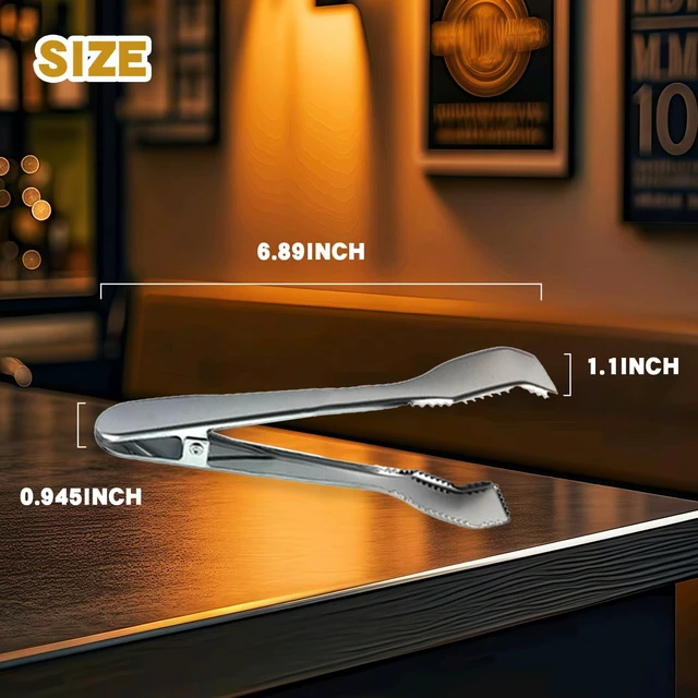 Alt view image 7 of 7 - 2 Pack Ice Tongs 7 Inch Stainless Steel Small Tongs with Sharp Serrated Teeth Non Slip Grip Ice Cube Tongs for Ice Bucket Small Cubes Cube Sugar Coffee Bar Cocktail Finishing