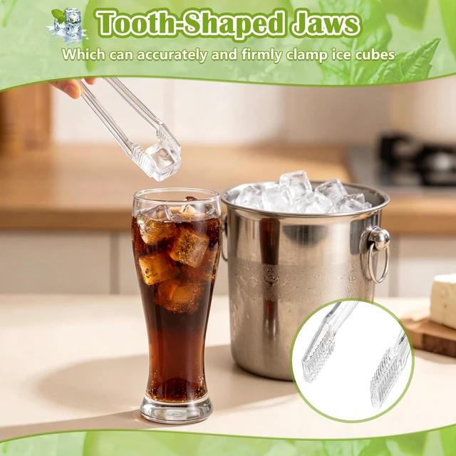 Alt view image 4 of 7 - 16 Pcs Plastic Ice Tongs and Scoops Set for Ice Bucket 6'' 8.5'' Clear Mini Kitchen Serving Tongs and Scoops for Buffet Freezer Coffee Sugar Bar Supplies Party Wedding BBQ Restaurant