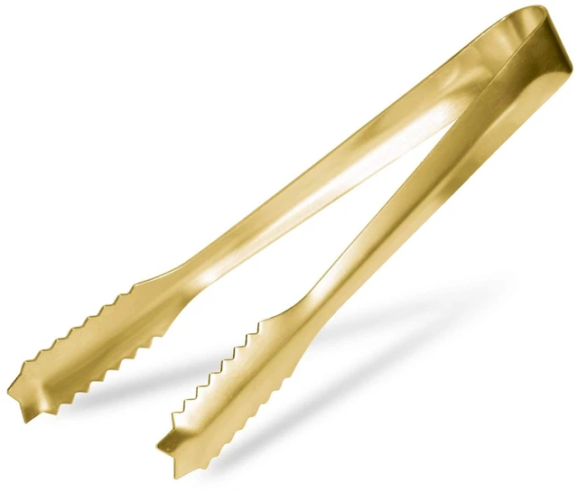 Main image of 7Gold Ice Tongs, 304 Stainless Steel Serving Tong for Ice Bucket | Bar Serving Tong, Gold Plated, Party Essential, Restaurant Supplies, Drinkware Tool