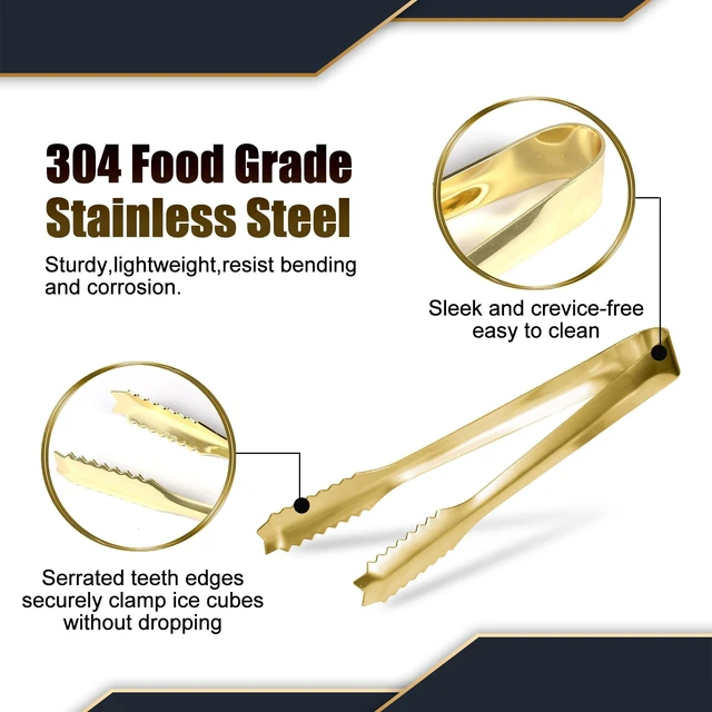Alt view image 2 of 7 - 7Gold Ice Tongs, 304 Stainless Steel Serving Tong for Ice Bucket | Bar Serving Tong, Gold Plated, Party Essential, Restaurant Supplies, Drinkware Tool