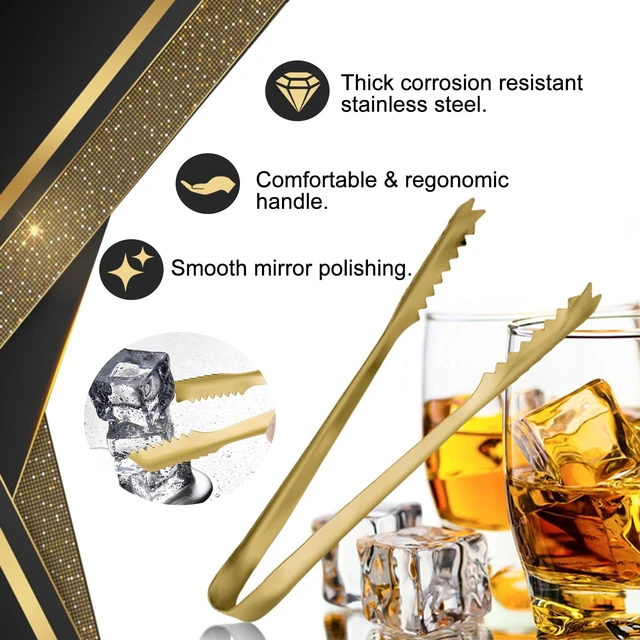 Alt view image 3 of 7 - 7Gold Ice Tongs, 304 Stainless Steel Serving Tong for Ice Bucket | Bar Serving Tong, Gold Plated, Party Essential, Restaurant Supplies, Drinkware Tool