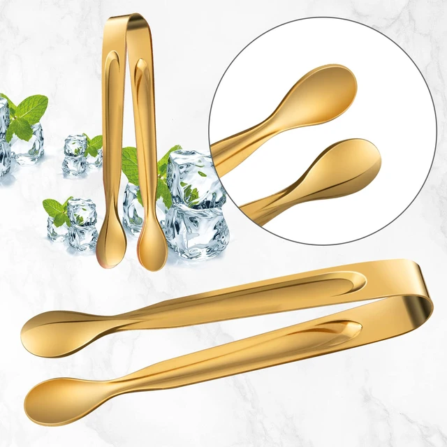 Alt view image 3 of 6 - 12Pack Mini Serving Tongs, Stainless Steel, 4.3In (Gold) for Appetizers, Desserts, Sugar, Ice Bucket