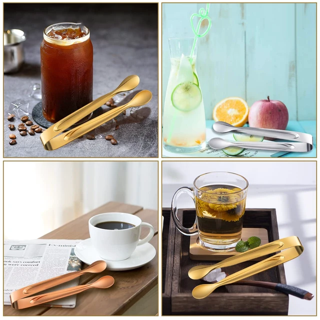 Alt view image 6 of 6 - 12Pack Mini Serving Tongs, Stainless Steel, 4.3In (Gold) for Appetizers, Desserts, Sugar, Ice Bucket