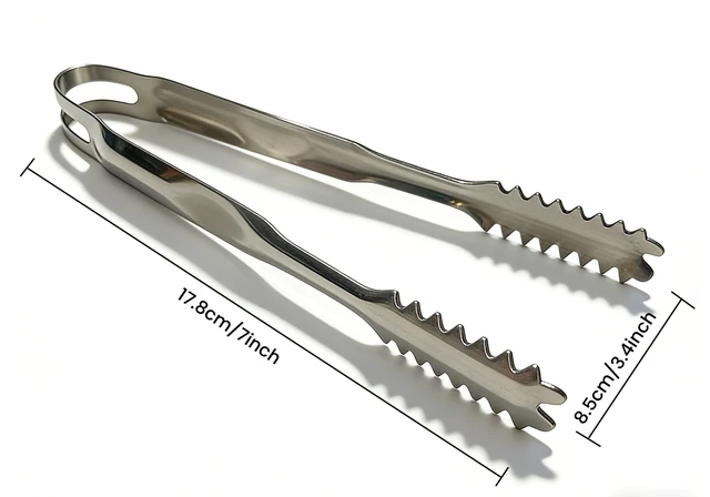Alt view image 3 of 6 - 2PCS Stainless Steel Ice Tongs 7 Inch Professional Bar Tongs with Serrated Grip Teeth for Ice Cubes, Sugar, Salad Multi Purpose Serving Utensil for Kitchen, BBQ, Party, Home, Hotel & Bar Accessories
