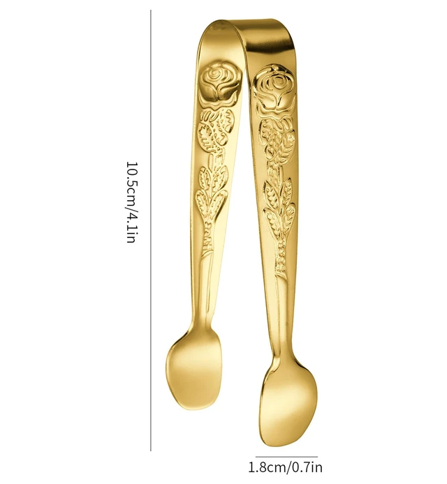Alt view image 2 of 4 - 2 Pcs Ice Tongs, 4.1 Inch Gold Figure Stainless Steel Sugar Cube Tongs for Bar, Desserts, Tea, Coffee Party and Appetizers (2, gold)