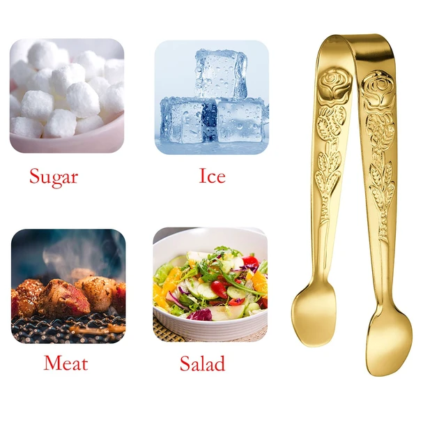 Alt view image 3 of 4 - 2 Pcs Ice Tongs, 4.1 Inch Gold Figure Stainless Steel Sugar Cube Tongs for Bar, Desserts, Tea, Coffee Party and Appetizers (2, gold)