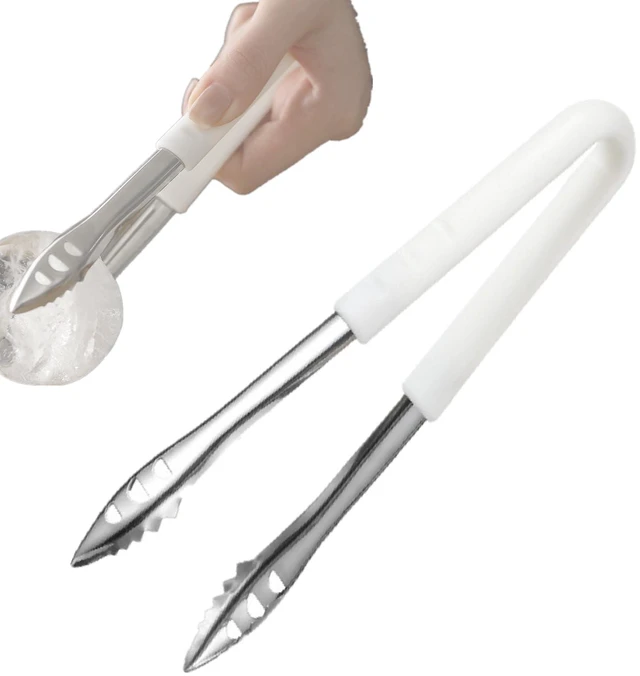 Main image of Stainless Steel Ice Tongs - Ideal for Ice Bucket, Jumbo Ice Balls & King Cubes - Small Tongs for Sugar Cubes, Cheese, Candy - Perfect for Bar & Kitchen Use