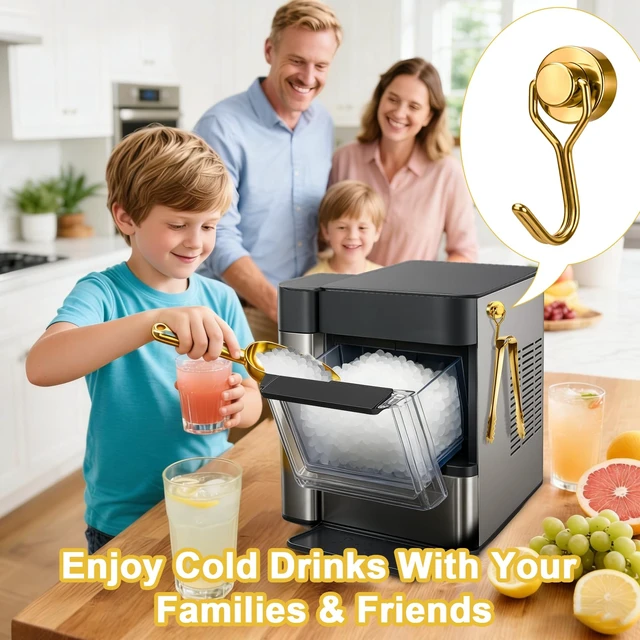 Alt view image 7 of 7 - Stainless Steel Ice Scoop for Freezer with Magnetic Hook & Ice Tongs | Ice Scoop for 2.0 Nugget Ice Maker, for Kitchen Bar Party Accessories (6OZ- Gold)