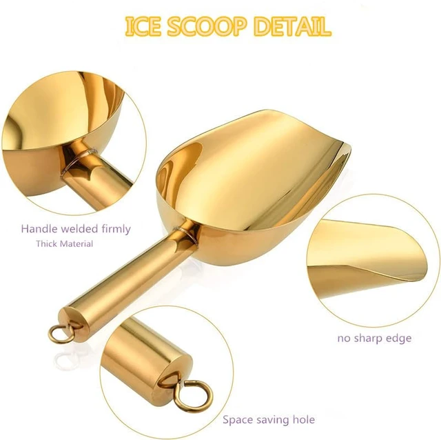 Alt view image 3 of 6 - Stainless Steel Ice Scoop and Ice Tongs,Food Scoop Metal Ice Scooper&Buffet Clip for Home Bar Buffet Wedding Canisters, Easy Clean & Durable (gold)