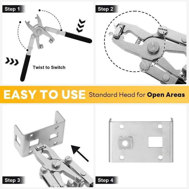 Alt view image 5 of 7 - Rotable Dual Head Cage Nut Tool Kit with 10 Sets M6 Silver Rack Mount Screws - Screw Install and Remove Tool for M4 M5 M6 M8 M10 - Screw Tool Kit for Server Rack, Network Cabinet, Data Center(Black)