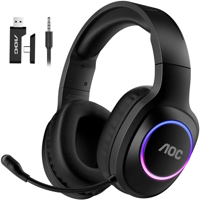 Main image of Wireless Gaming Headset for PS5, PS4, Nintendo Switch, PC- Black | Bluetooth 5.4 & 2.4GHz Gaming Headphones with Noise Canceling Mic, RGB, Type-C, 20ms Latency, 45H, 7.1 Virtual Surround