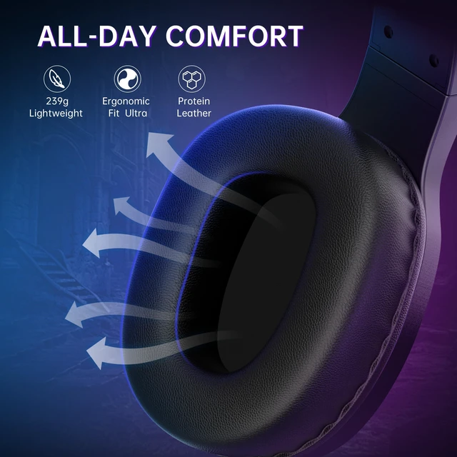 Alt view image 5 of 7 - Wireless Gaming Headset for PS5, PS4, Nintendo Switch, PC- Black | Bluetooth 5.4 & 2.4GHz Gaming Headphones with Noise Canceling Mic, RGB, Type-C, 20ms Latency, 45H, 7.1 Virtual Surround