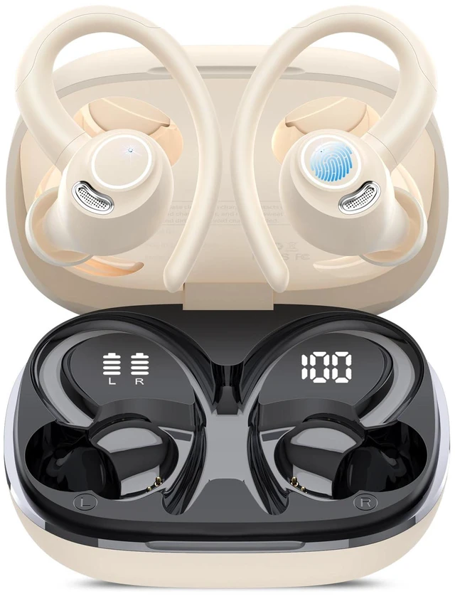 Main image of Wireless Earbuds, Bluetooth 5.4 Headphones Sport Over Ear Buds with ENC Mic | Noise Cancelling ,48H,Wireless Earphone With Earhooks, Stereo Deep Bass, IP7 Waterproof ear bud for Workout Running