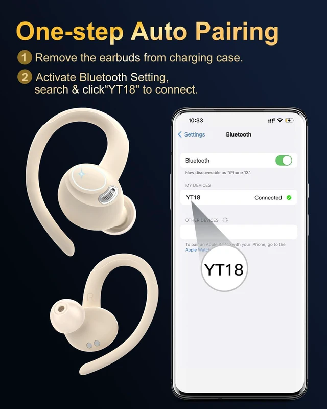 Alt view image 7 of 7 - Wireless Earbuds, Bluetooth 5.4 Headphones Sport Over Ear Buds with ENC Mic | Noise Cancelling ,48H,Wireless Earphone With Earhooks, Stereo Deep Bass, IP7 Waterproof ear bud for Workout Running